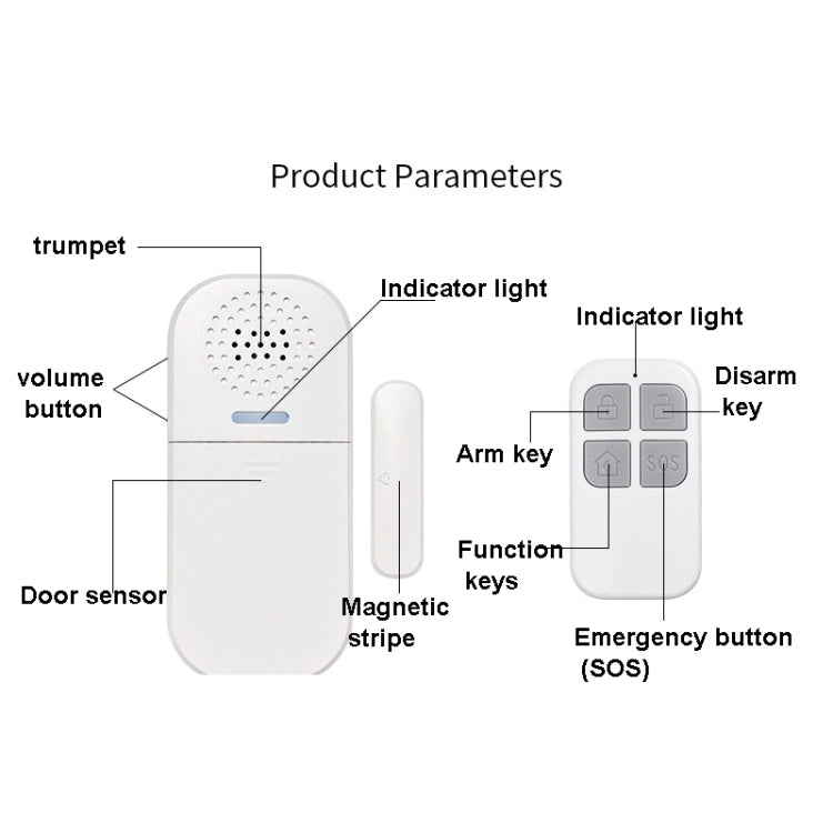 MC-05 130dB Remote Door Magnetic Alarm With Light Reminder MC-05 130dB Remote Door Magnetic Alarm With Light Reminder